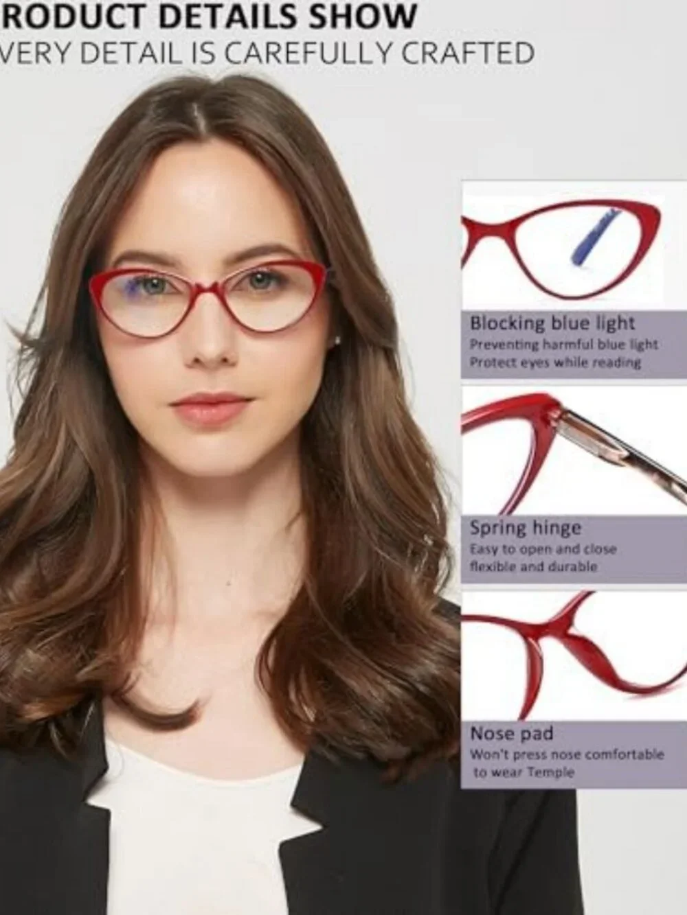 Stylish Cat Eye Reading Glasses for Women - 5-Pack Blue Light Blocking 2.75